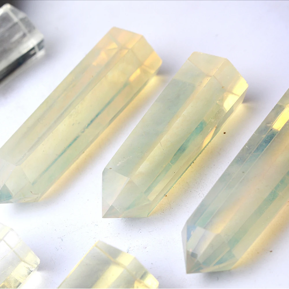 

10pcs 50-60mm Yellow Smelt Quartz Crystal Wand Point Reiki Healing Citrine Quartz Crystal Wand Crafts Home Decoration Gift