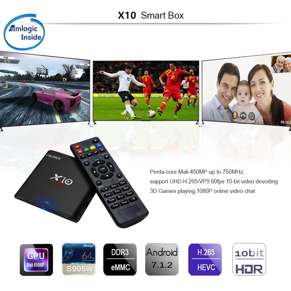 Приставка Смарт ТВ X10 Android 7 1 2 + 16 ГБ 4K HD Amlogic S905W 4 ядра Wi Fi ГГц|smart tv box|tv box 2gbtv |