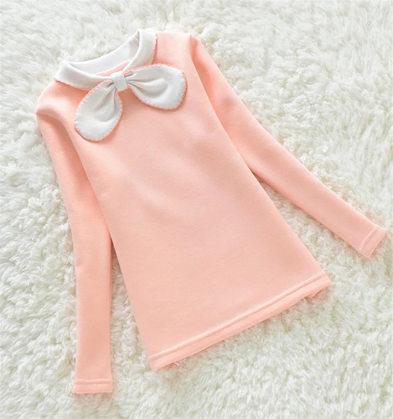 2016 Осенняя Блузка для девочек детская одежда с милым бантом Детская рубашка