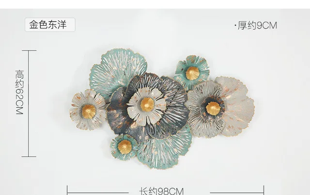 3D Europe Luxury iron wall decor for living room Creative wall handmade metal hanging decoration habitacion iron flowers decor - Цвет: M  98x62cm