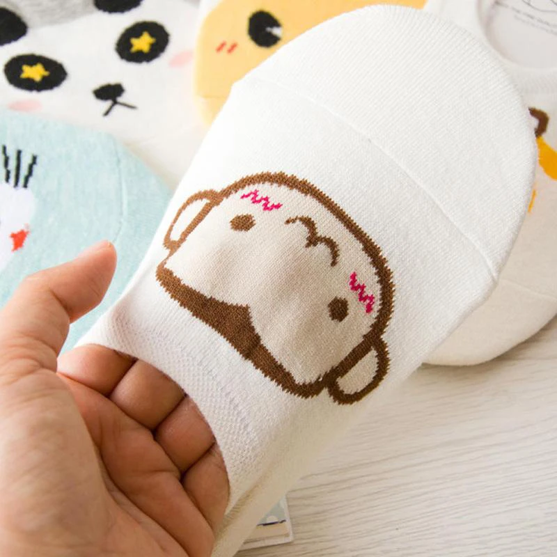 Новинка Милые женские носки с рисунками животных из мультфильмов Нескользящие