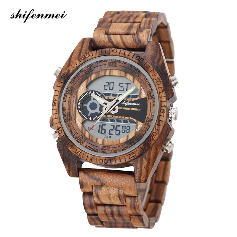 Shifenmei S2139W антикварные мужские часы с натуральным цифровым дисплеем