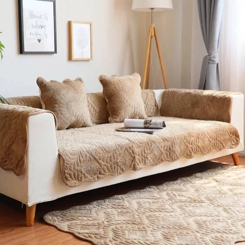 1 шт. сплошной цвет плюшевый чехол для дивана подушка сиденья грязеотталкивающая