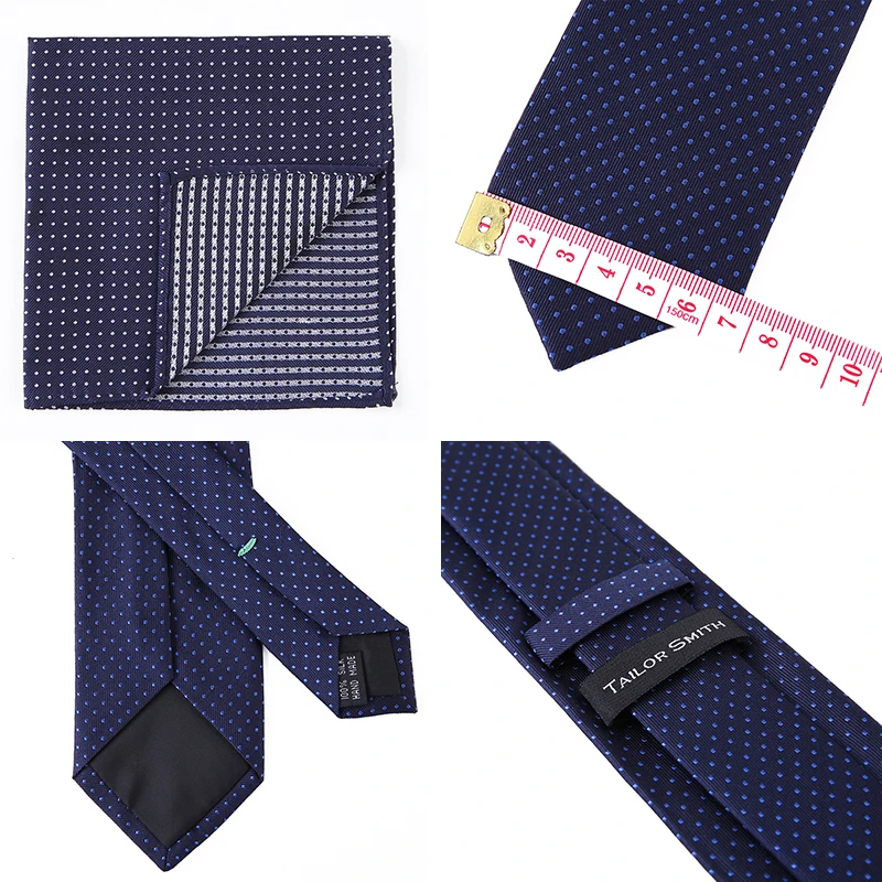 Мужской Шелковый галстук-бабочка в горошек синий