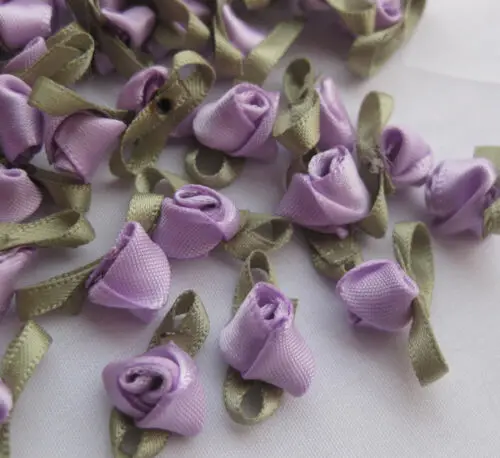 PURPLE UPick 50 шт. 3/" Мини Искусственные цветы необычные ленты цветы розы Аппликации Свадебное шитье орнамент - Цвет: PURPLE