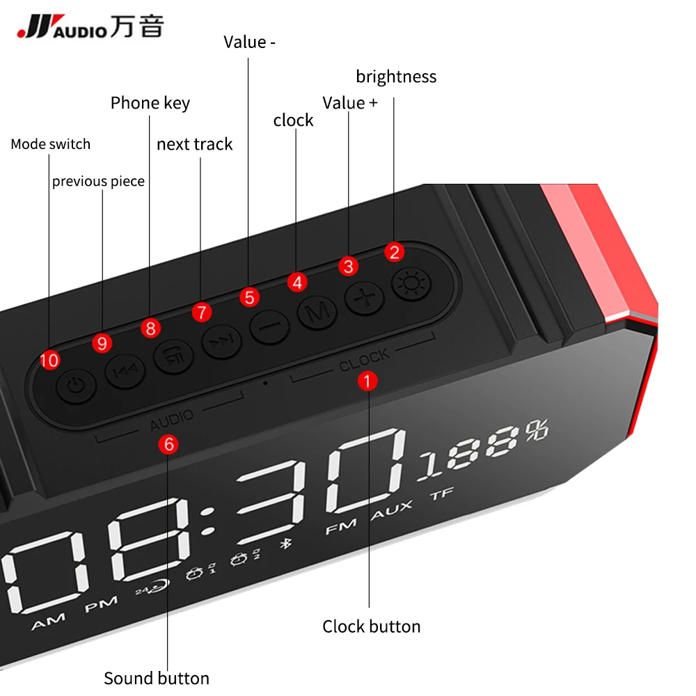 JY Audio F1 портативные мини bluetooth колонки умный ЖК экран Будильник Радио fm приемник