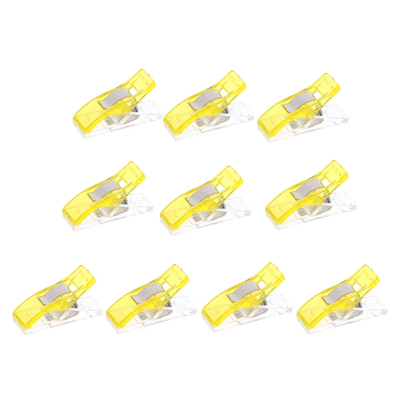 yellow 10 шт. смешанные пластиковые чудо-зажимы держатель для DIY Лоскутная Ткань Лоскутное Ремесло Швейные зажимы для вязания товары для дома и офиса - Цвет: yellow