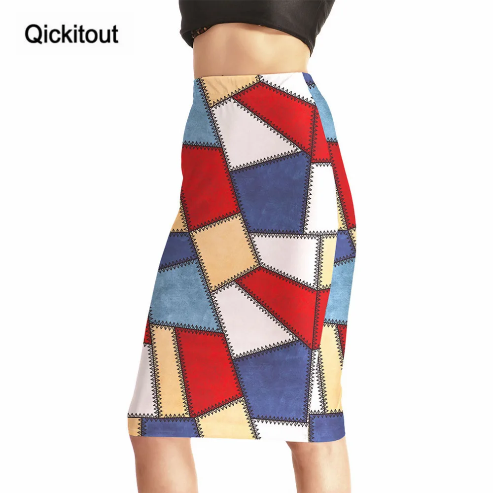Женская юбка Qickitout разноцветная с принтом и высокой талией Прямая поставка|print