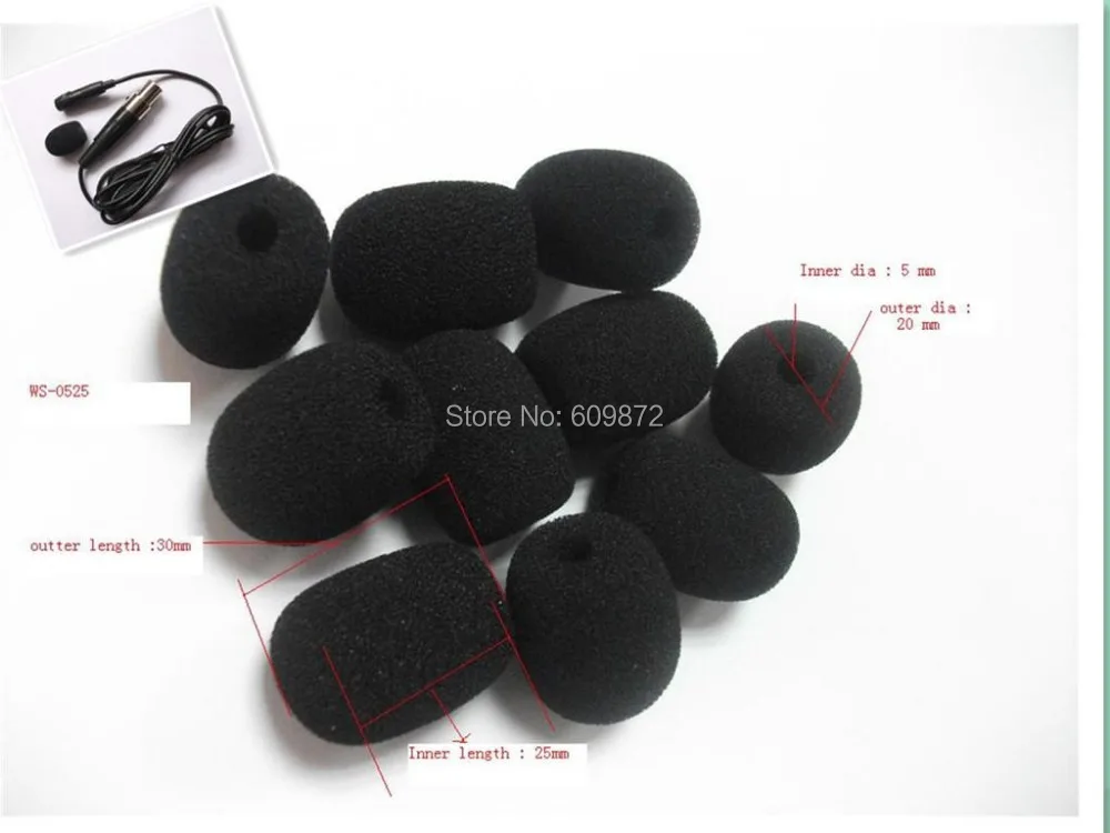 Linhuipad Microphone Windscreen Foam Cover WS-0525 Sponge windshield 5mm opening and 25mm inner length 100 pcs /lot | Электроника