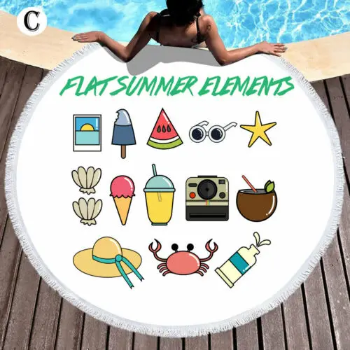 Round Large Shower Towel Tapestry Blanket Table Yoga Beach Mat Diameter 145cm | Дом и сад