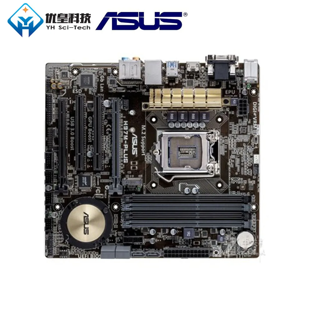 Asus H97M-PLUS Intel H97 оригинальная б/у настольная материнская плата LGA 1150 Core i7/i5/i3/Pentium/Celeron DDR3 32G Micro ATX