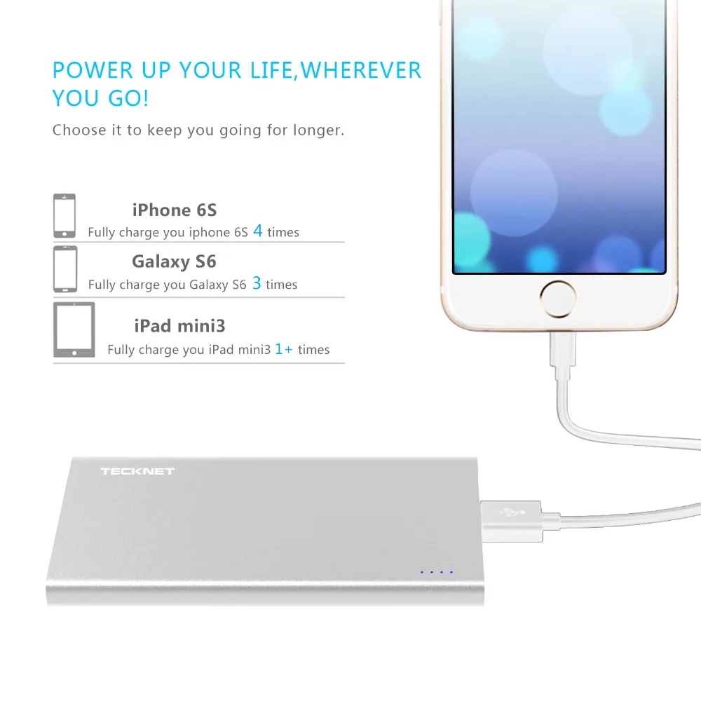 TeckNet power Bank 10000 мАч Dual USB внешний аккумулятор Оригинальное быстрое зарядное