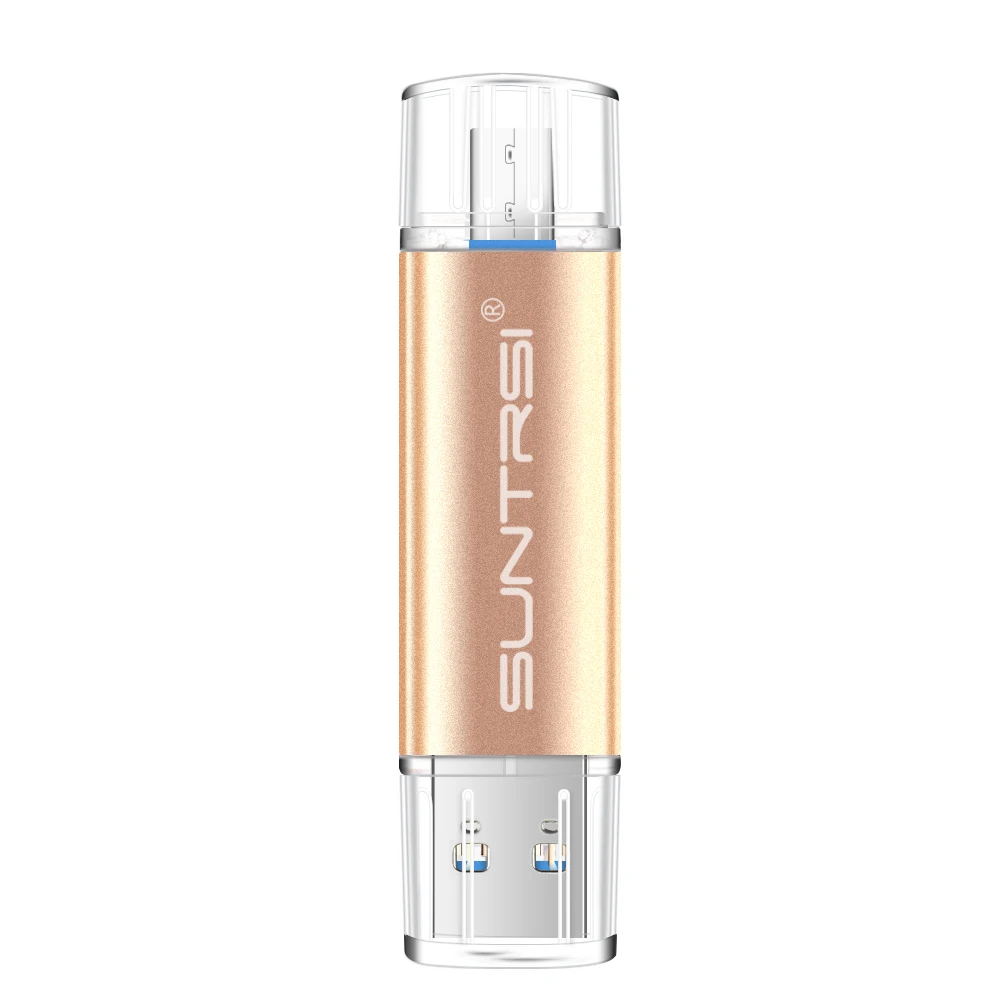 Suntrsi флеш-накопитель USB 3,0 OTG для телефона Android высокоскоростная карта памяти, Флеш накопитель 64 ГБ 32 ГБ 16 ГБ 8 ГБ USB флеш-накопитель из металла - Цвет: Gold