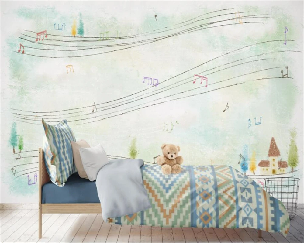 3D Настенные обои Beibehang на заказ милые модные декоративные музыкальные символы