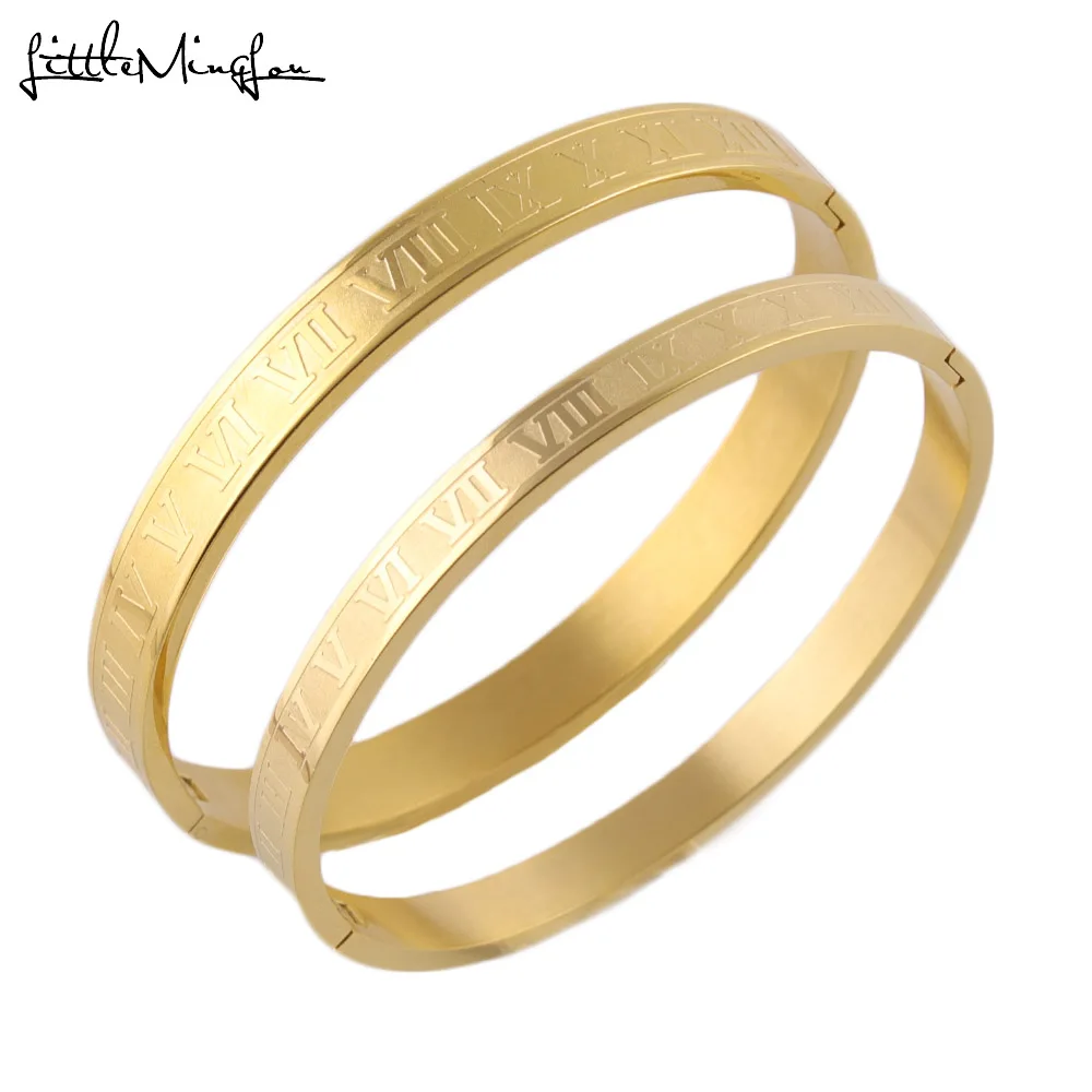 Роскошные золотые браслеты для женщин и мужчин из титановой нержавеющей стали с