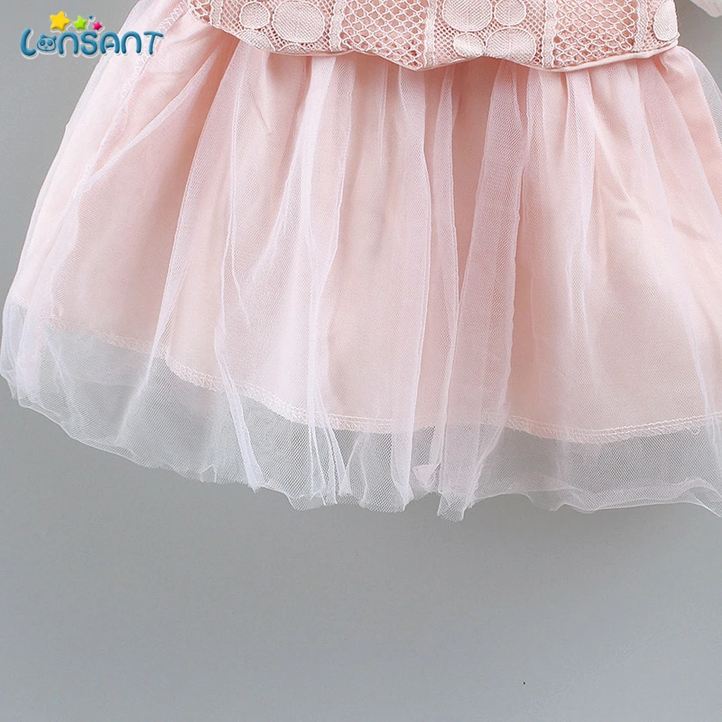 Платье для девочек LONSANT Брендовое платье принцессы с бантом кружевное в стиле