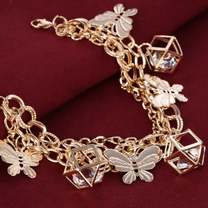 Женский браслет цепочка в стиле ретро милая подвеска виде бабочки украшение
