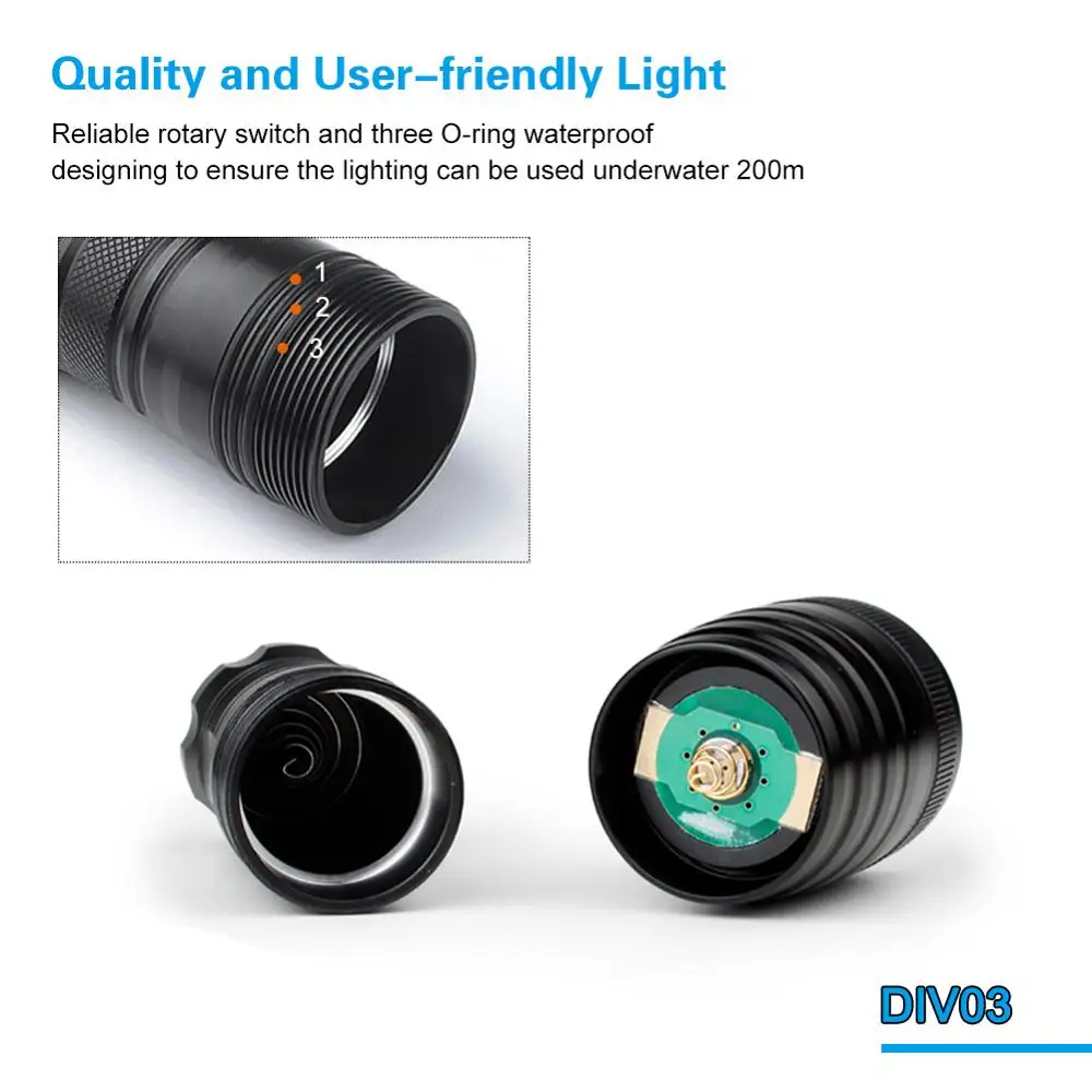 Comprar Mini Linterna De Submarinismo Cree XM-L L2, Luz LED Profesional Subacuática Para Buceo, Potente Luz Para Buceo