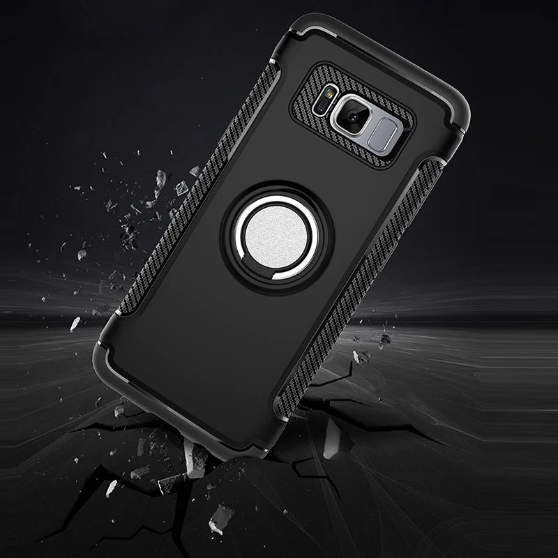 Кольцо магнитный автомобильный держатель Роскошный чехол для Samsung S7 Edge S8 S9 Plus J3 J5