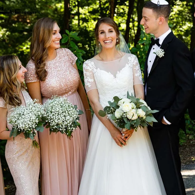 LORIE Plus Size Wedding Dress 2019 O-Neck Appliques Lace A-Line Tulle White Ivory Bride with Small Train Gown | Свадьбы и торжества