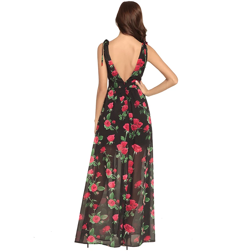 Ruiyige женские шифоновые платья с цветочным принтом летние вечерние открытой