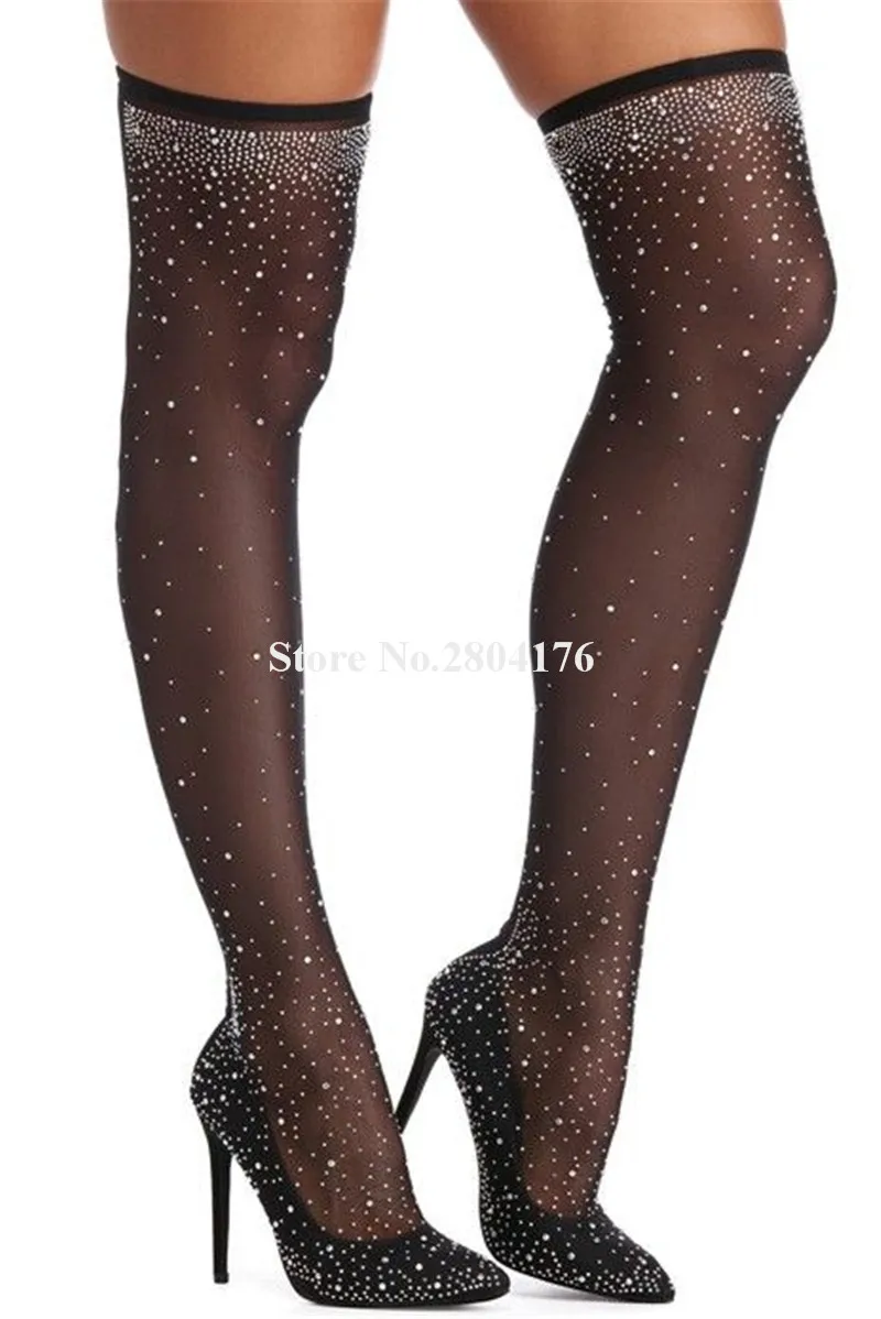 Женские сексуальные лидер продаж черные блестящие сетчатые кружевные Сапоги