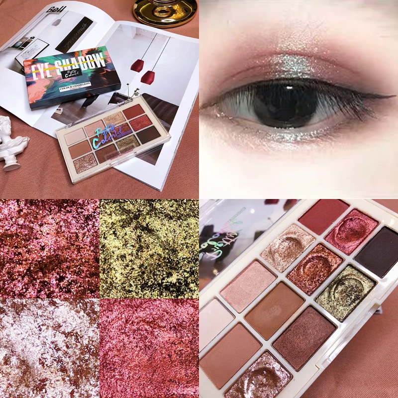 Блестящие тени для век палитра матовых блестящих мерцающих пигментов Палетка