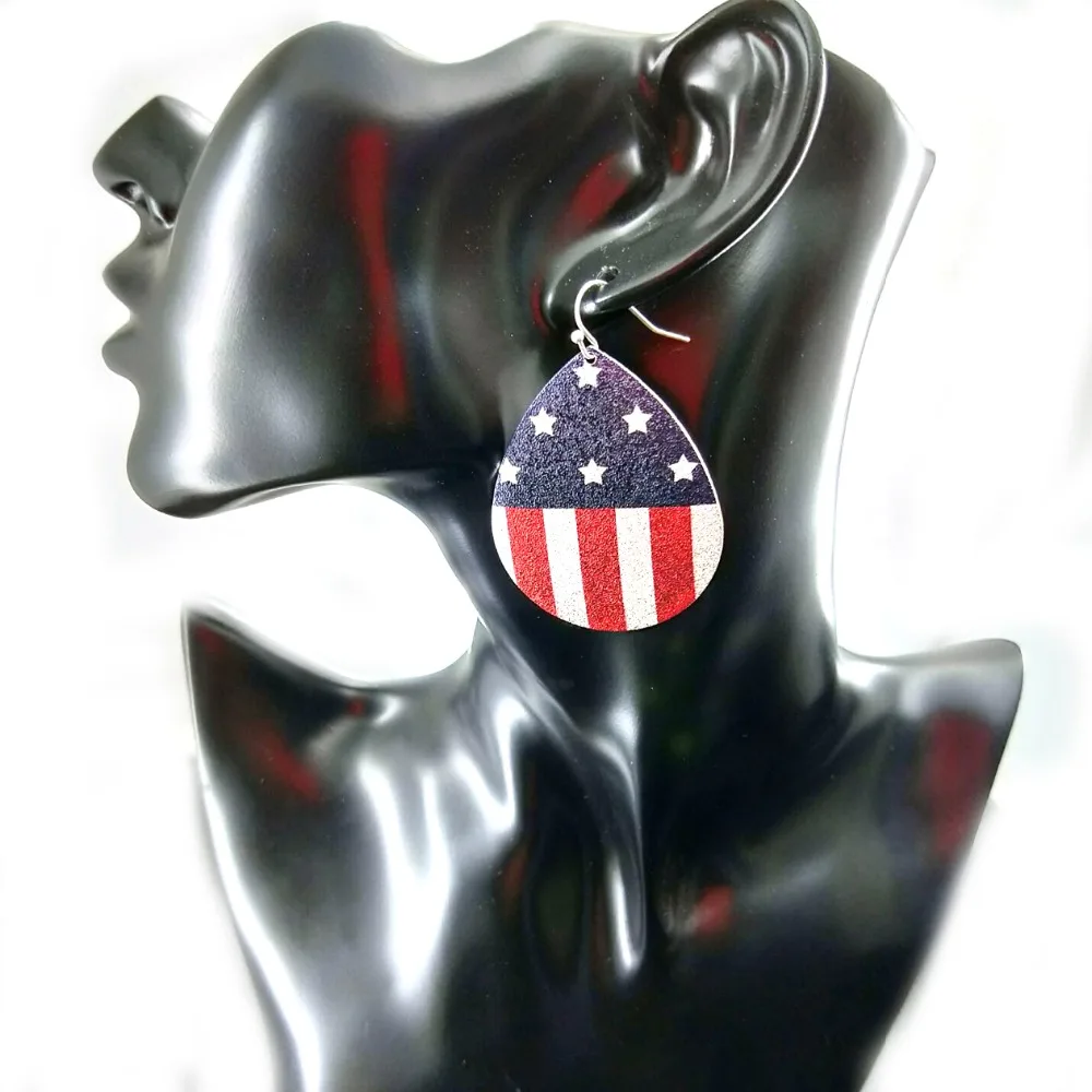 Renya Модные Красочные Звезды и полосы флаг покрытием металлические серьги свет