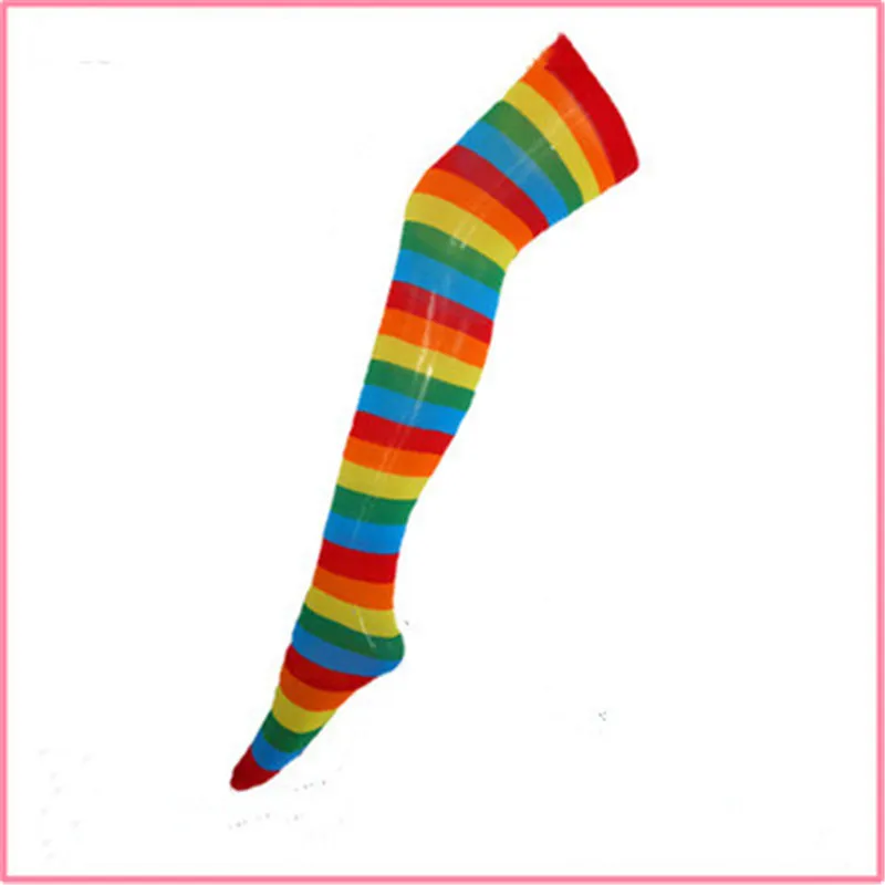 Радужные тонкие Полосатые чулки для Хэллоуина и пасхальных вечеринок|Аксессуары