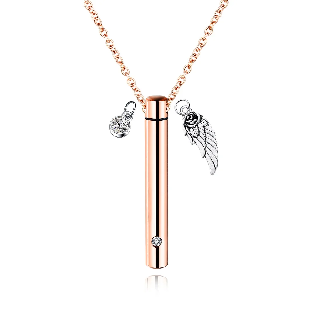 Rose gold C JHSL Новое поступление унисекс для женщин и мужчин пустой прах питомца Ожерелье Подвески Ювелирные изделия из нержавеющей стали цепь - Окраска металла: Rose gold C