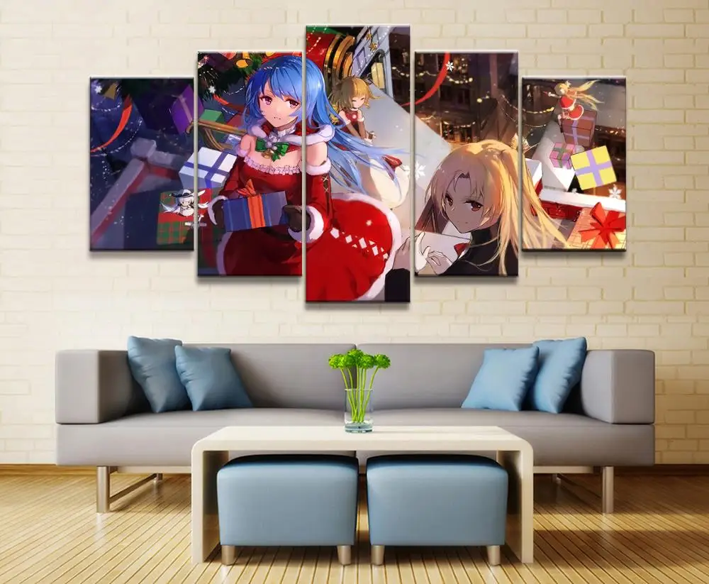 5 панельных панелей игровой плакат с акатаги лазурный Лейн Картина на холсте для