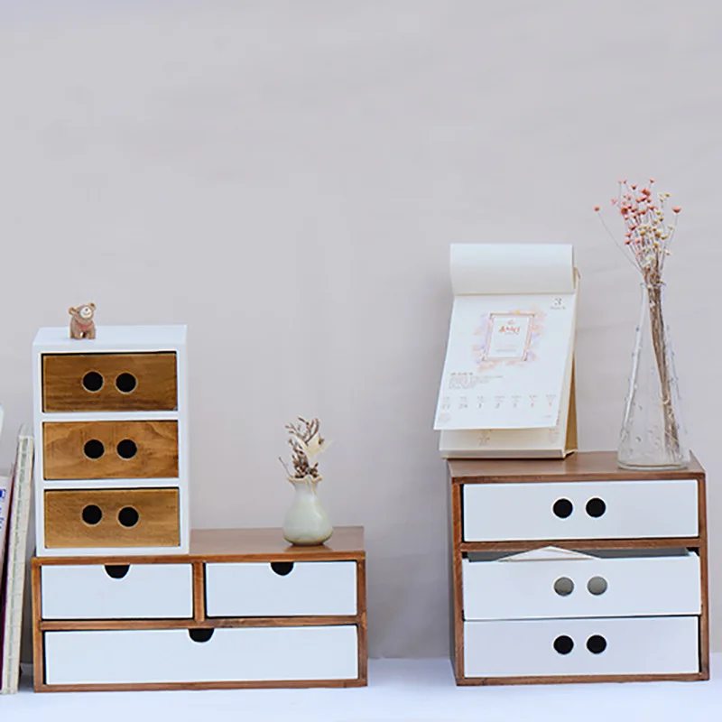 Ящик для хранения косметики в стиле ретро компактный ящик Деревянный аксессуар