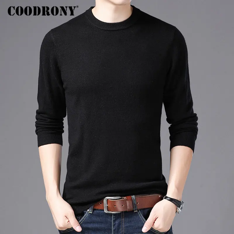 Бренд COODRONY, мужской свитер с круглым вырезом, для осени и зимы, чистая мериносовая шерсть, свитера, мягкий теплый кашемировый пуловер для мужчин 93001