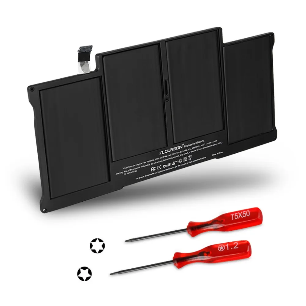 Floureon 7,6 В 7200 мАч 55Wh LiPo ноутбука Батарея для MacBook Pro Air 1" A1377 A1405 A1496 MC503LL/замены Батарея