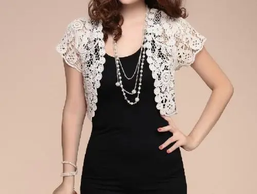 Формальный Простой женский короткий рукав болеро Высокое качество кружева