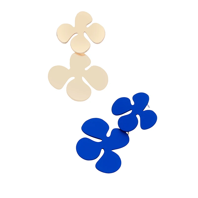 Fashion Women Jewelry Two-tone Geometric Flower Copper Drop Earrings For Girls Party 2019 Newest Dangle Accessories | Украшения и