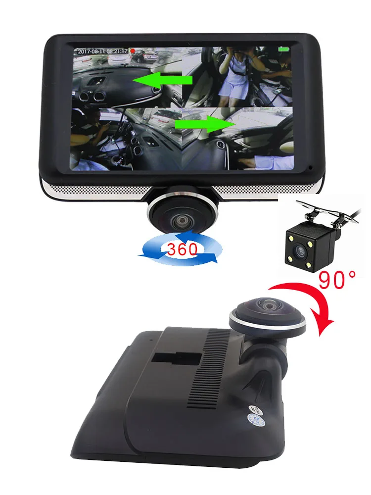 360 Автомобильный видеорегистратор 4,5 дюймов ips HD дисплей экран Автомобильный видеорегистратор Камера с двумя объективами видеорегистратор объектив заднего вида ночное видение