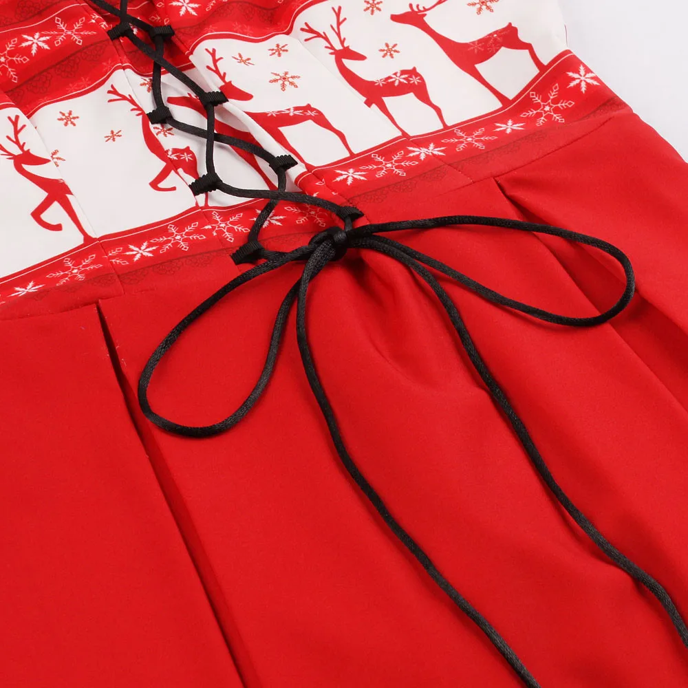 Женское винтажное платье с рождественским оленем элегантное облегающее средней