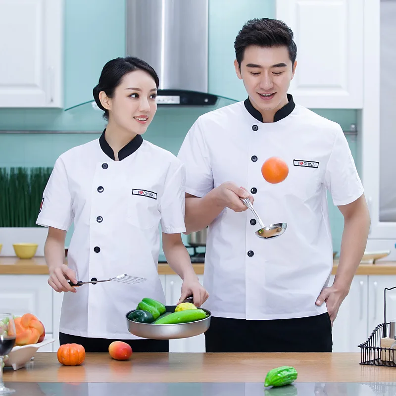 Комбинезоны шеф повара летняя куртка однобортная дышащая Рабочая Униформа для