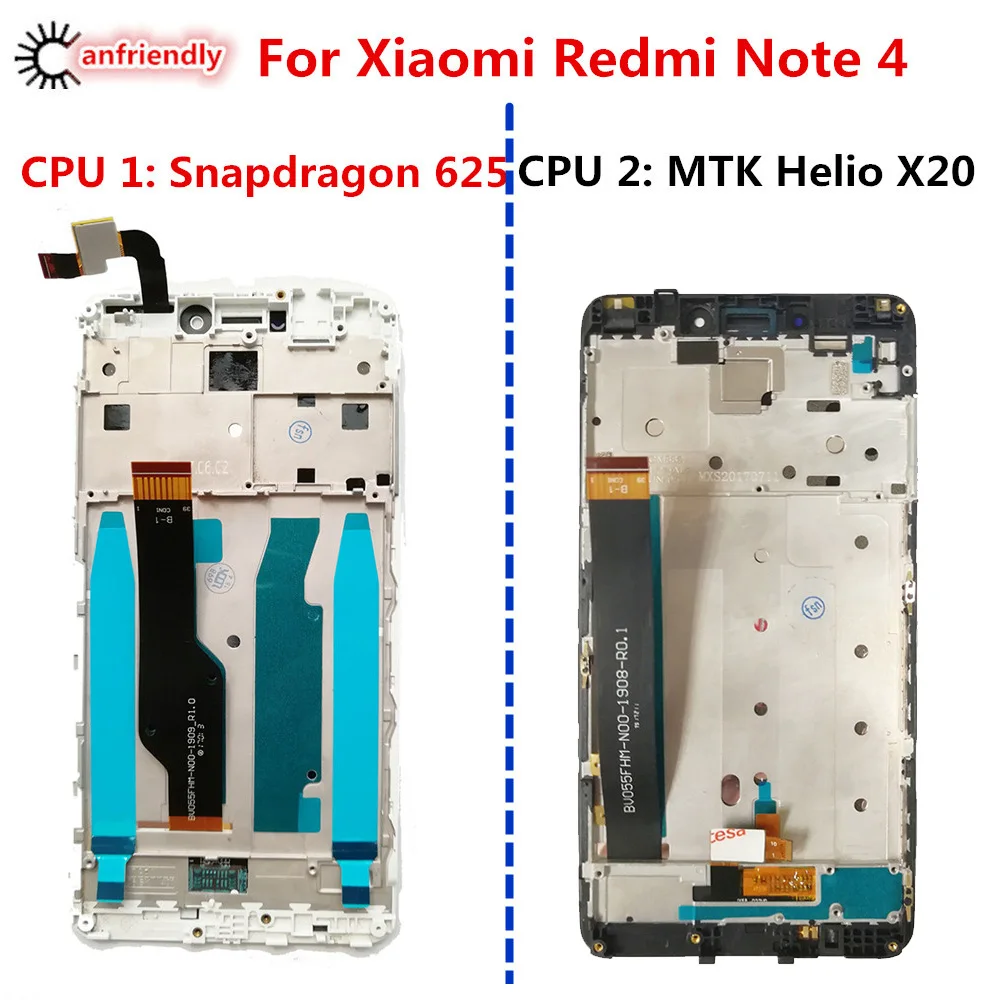 ЖК дисплей и сенсорный экран с рамкой для Xiaomi Redmi Note 4 сменный дигитайзер в сборе