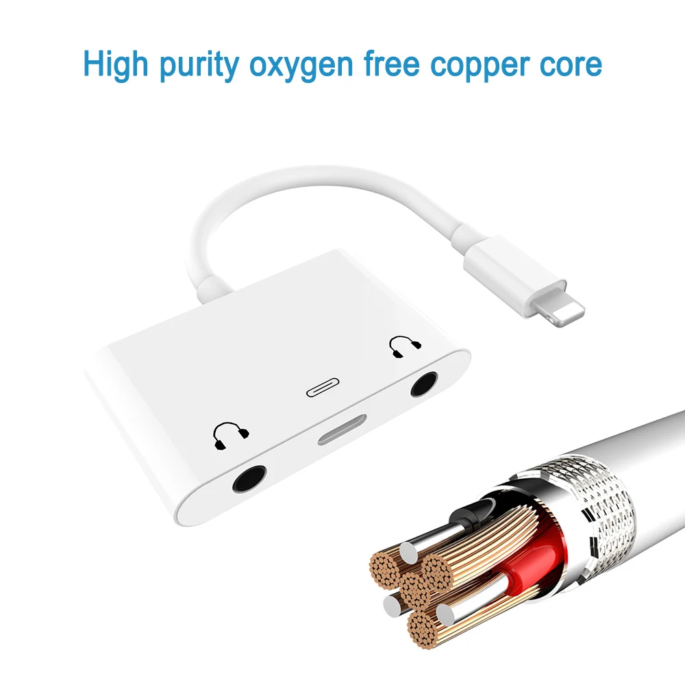Аудио адаптер для Lightning-Dual DC3.5 мм наушники Aux jack телефонный звонок разветвитель зарядки адаптер для iPad iPhone X/XS/XR/8/7