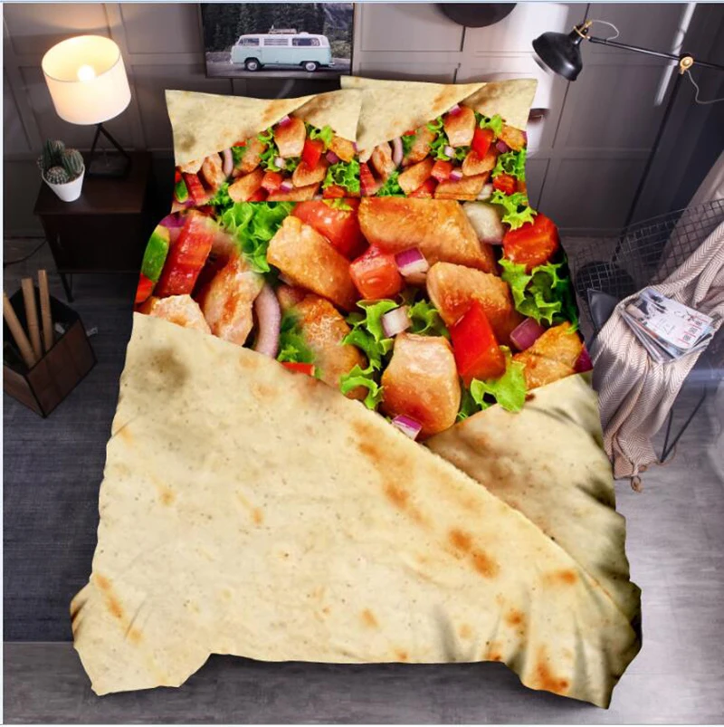 Вкусные Еда 3D Постельное белье буррито овощи печатных постельное Queen