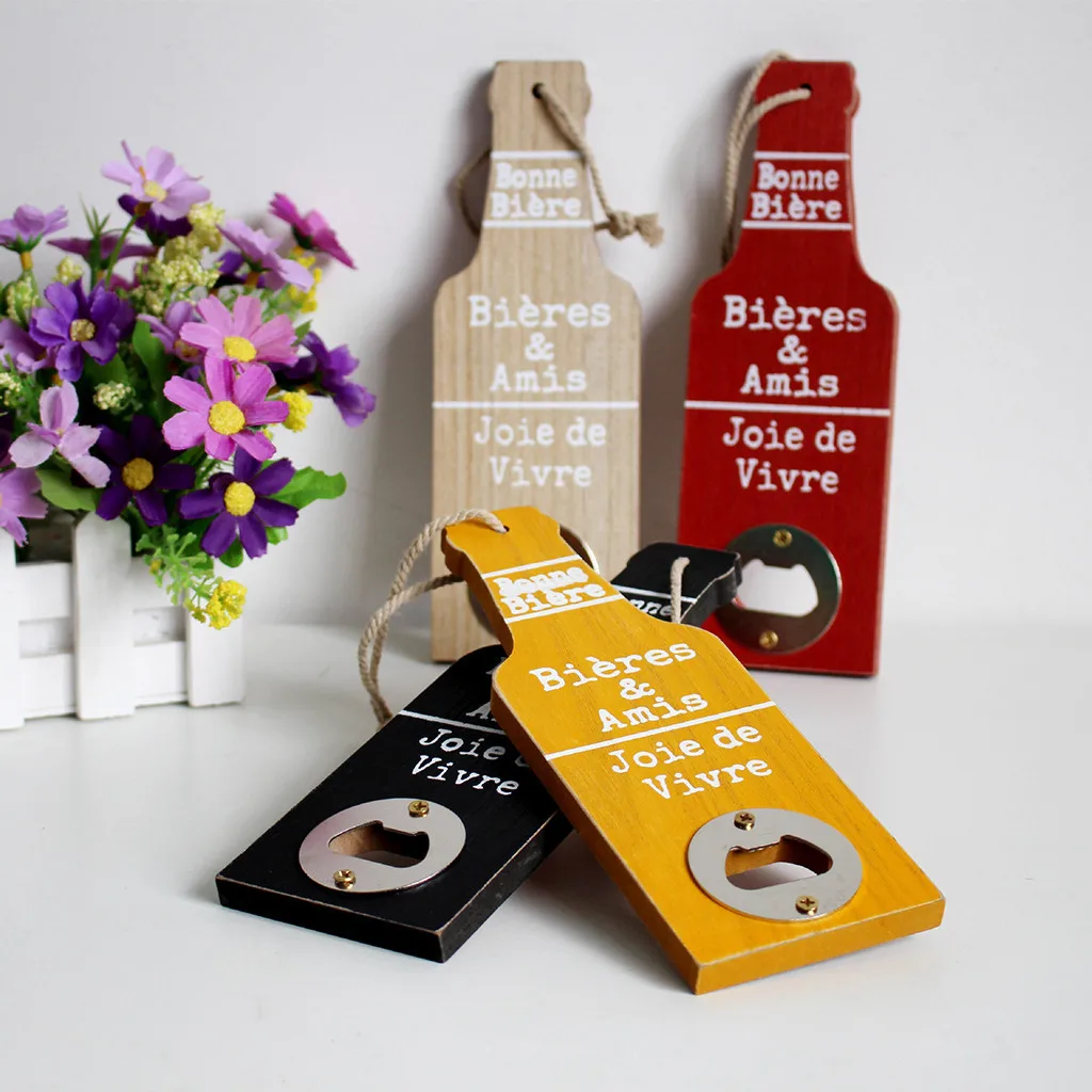 Открывалка для пивных бутылок металлическая деревянная креативная подвесная