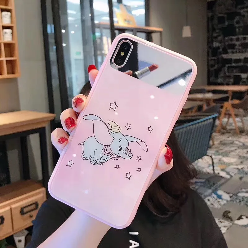 Case for iPhone Xs Max XR X 7 8 plus New Arrivals Silicone Soft cover cute cartoon Casual Fashion Makeup mirror fresh girl ins |