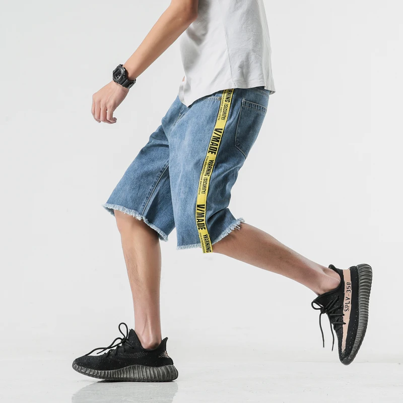 

2018 shorts jeans men summer new plus size men 5XL denim shorts mens ribbon stitching denim shorts men short homme