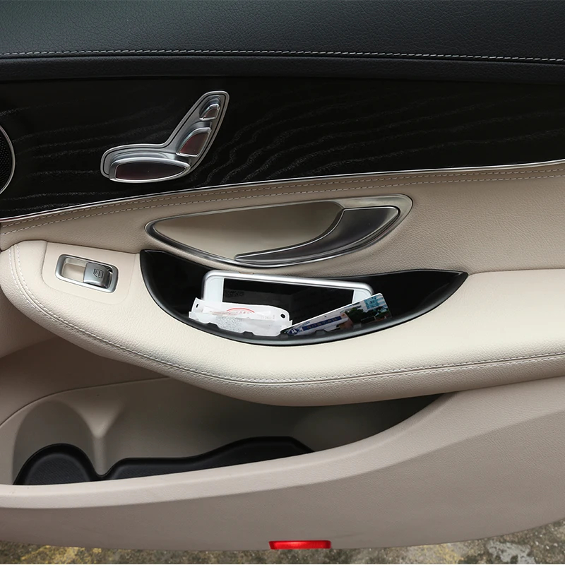 Для Mercedes Benz w205 C-Class GLC C180 C200 C260- дверные ручки коробка для хранения лоток Интимные аксессуары автомобиль-Стайлинг для LHD