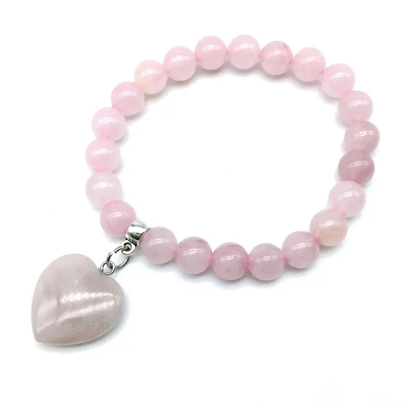 Женские браслеты 8 мм эластичный браслет с очаровательной линией сердца Агаты