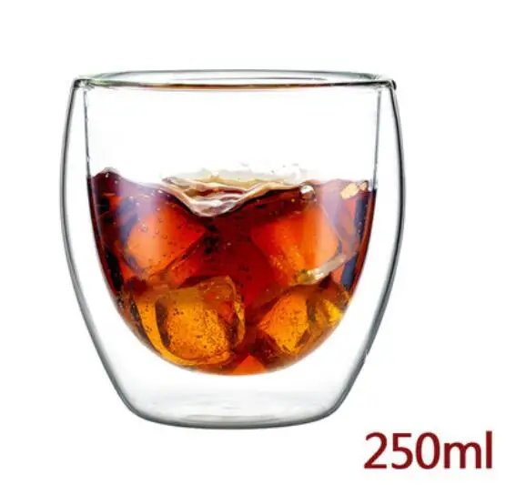 250ML 1 шт. термостойкая стеклянная чашка с двойными стенками, пивная кофейная чашка, набор ручной работы, креативная пивная кружка, чайная стеклянная чашка для виски, стеклянные чашки, посуда для напитков - Цвет: 250ML