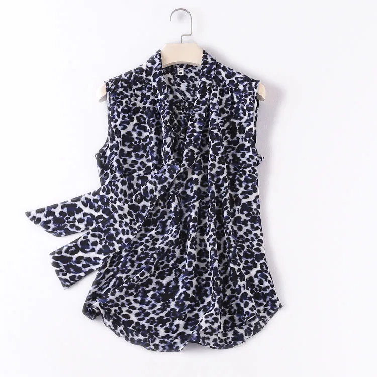 Женская Летняя шелковая блузка без рукавов с v-образным вырезом офисная одежда