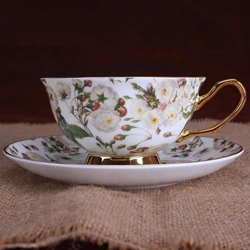 Высококачественные костяно китайские кофейные чашки и блюдца 200 мл однослойные